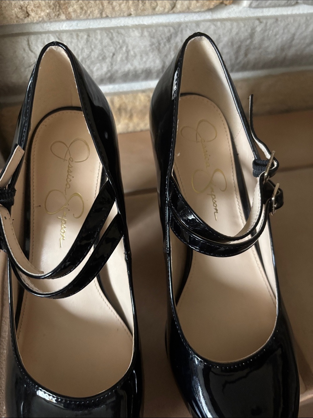 Jessica Simpson JP-Erimma Black Patent Platform Mary Janes - Size 8M - Picture 5 of 12